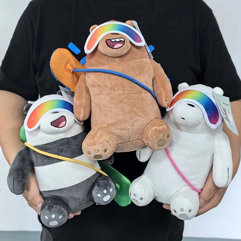 

Новая зимняя лыжная игрушка We Bare Bear, мягкая плюшевая игрушка, милый сувенир для детей и болельщиков, высококачественная кукла-медведь 25 см