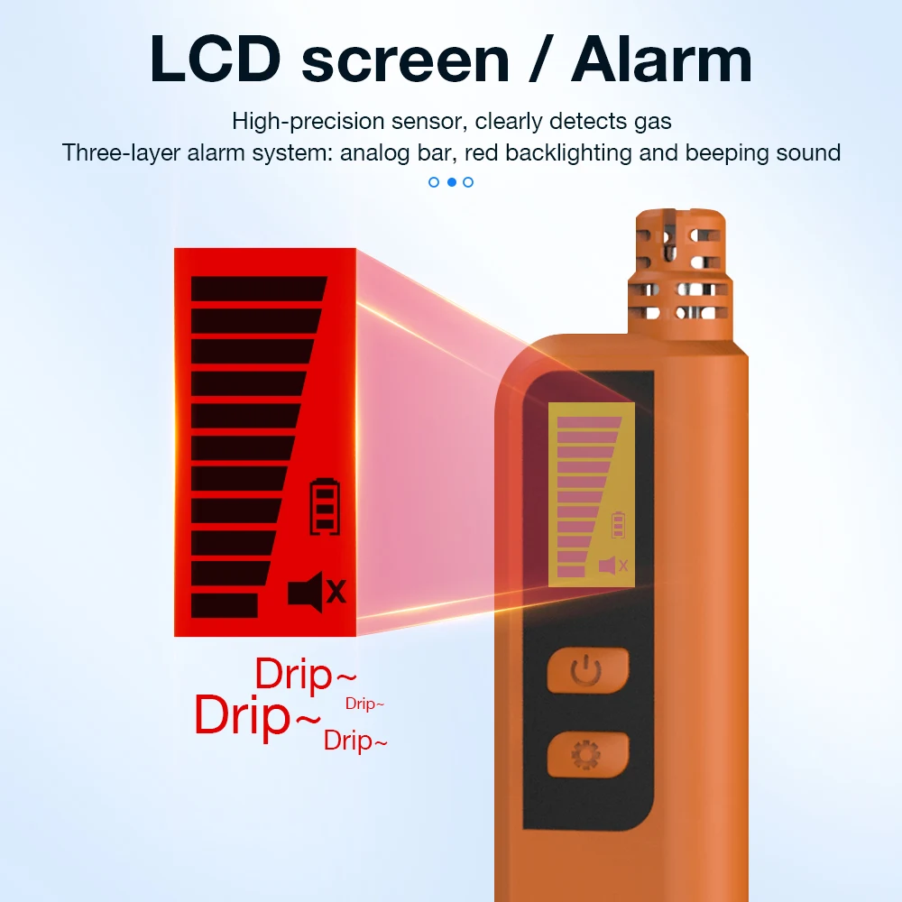 LCD Display Combustible Gas Detector 50-1000ppm Gases Concentration Analyzer Methane CH2C12 C4H10 Gas Leak Detector Leakage Tool