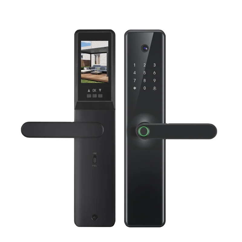 Supply Tuya Wifi Fingerprint Recognition Smart Door Lock Cat Eye Automatic Face Door Lock With Camera Capture Function