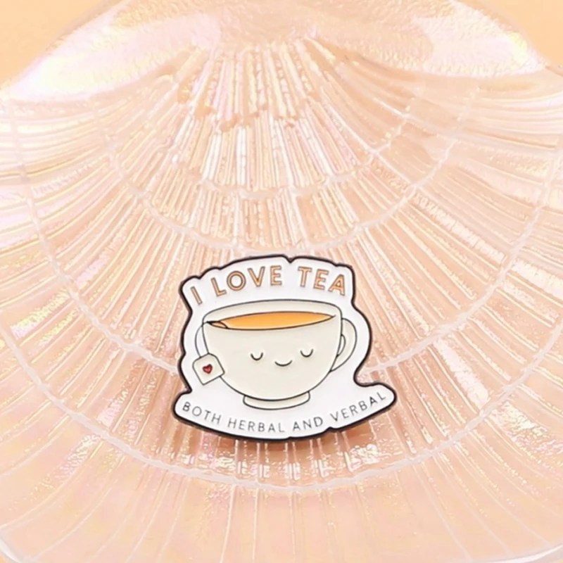 Pin esmaltado taza de té con frase – Broche humorístico para solapa - imagen 4