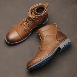 American Style Men Boots Brand Fashion Comfortable Ankle Boots Leather #607