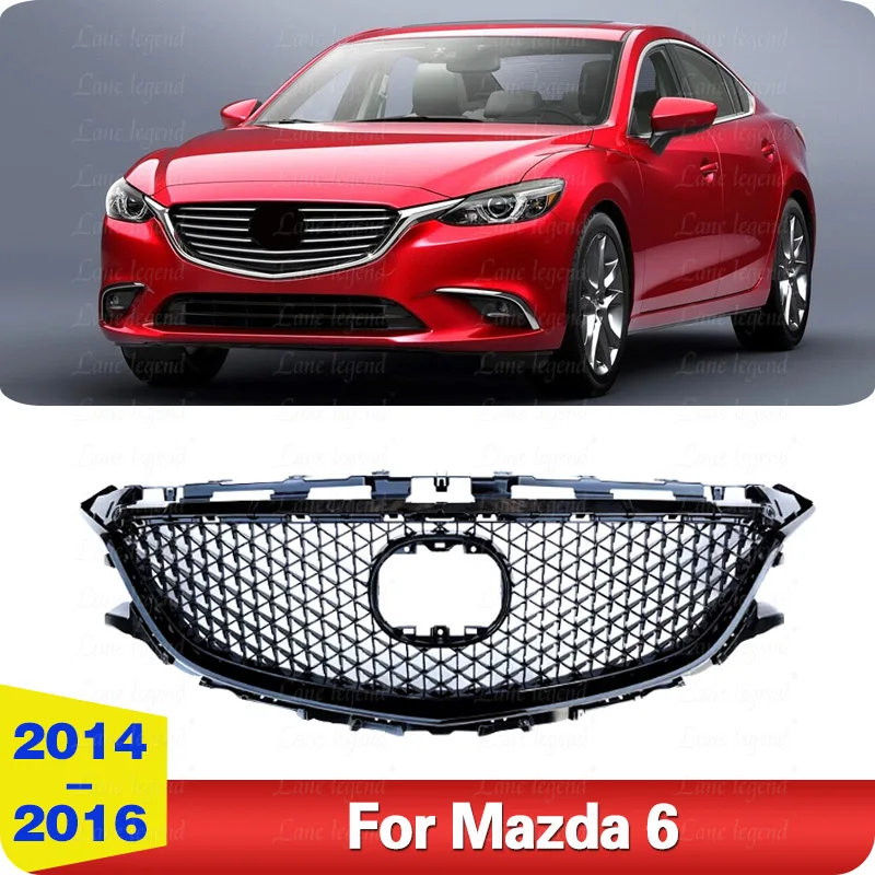 Front Grille Racing Grills For Mazda 6 2014-2016 2015 Honeycomb Style Black Car Upper Bumper Hood Intake Cover Mesh Kit Grid