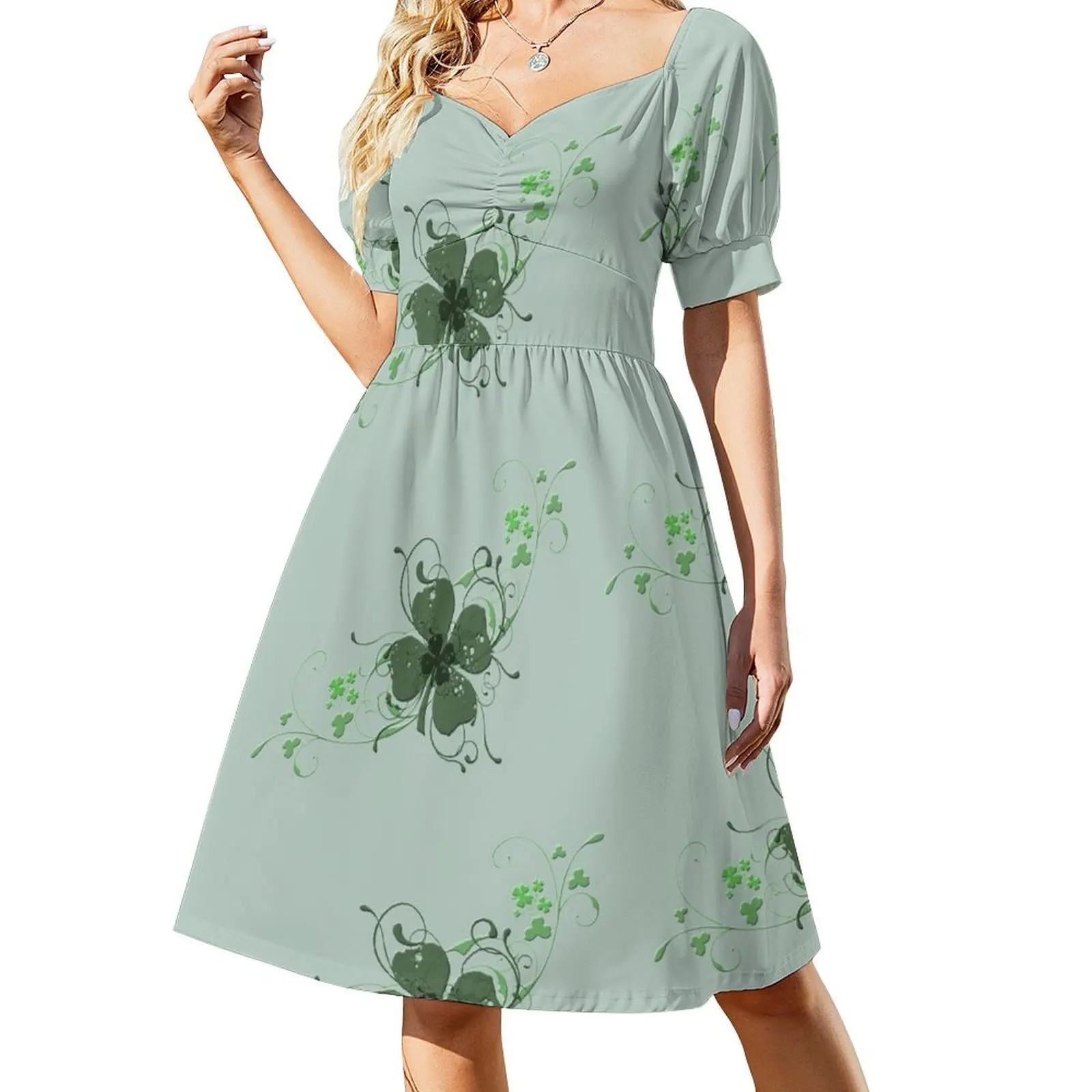 Elegant Shamrock Short Sleeved Dress dresses for women 2025 Woman dresses ceremony dresses Evening gown Dress