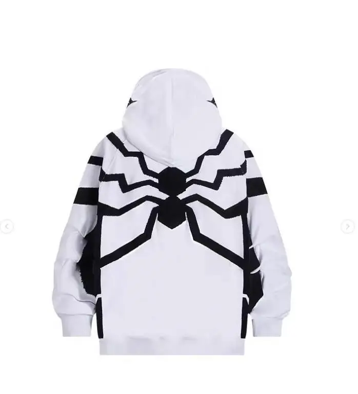 Y2K Hip Hop Hoodies Harajuku Spider Web Graphic Full Zipper Sweatshirt Gothic Punk Loose Pocket Women Jacket Coat Streetwear