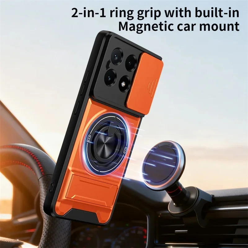 Magnetic Ring Holder Case For Xiaomi POCO X5 X5 Pro X6 X6 Pro X7 X7 Pro M6 Pro 4G M7 Pro 5G F8 Pro Slide Camera Cover view 2