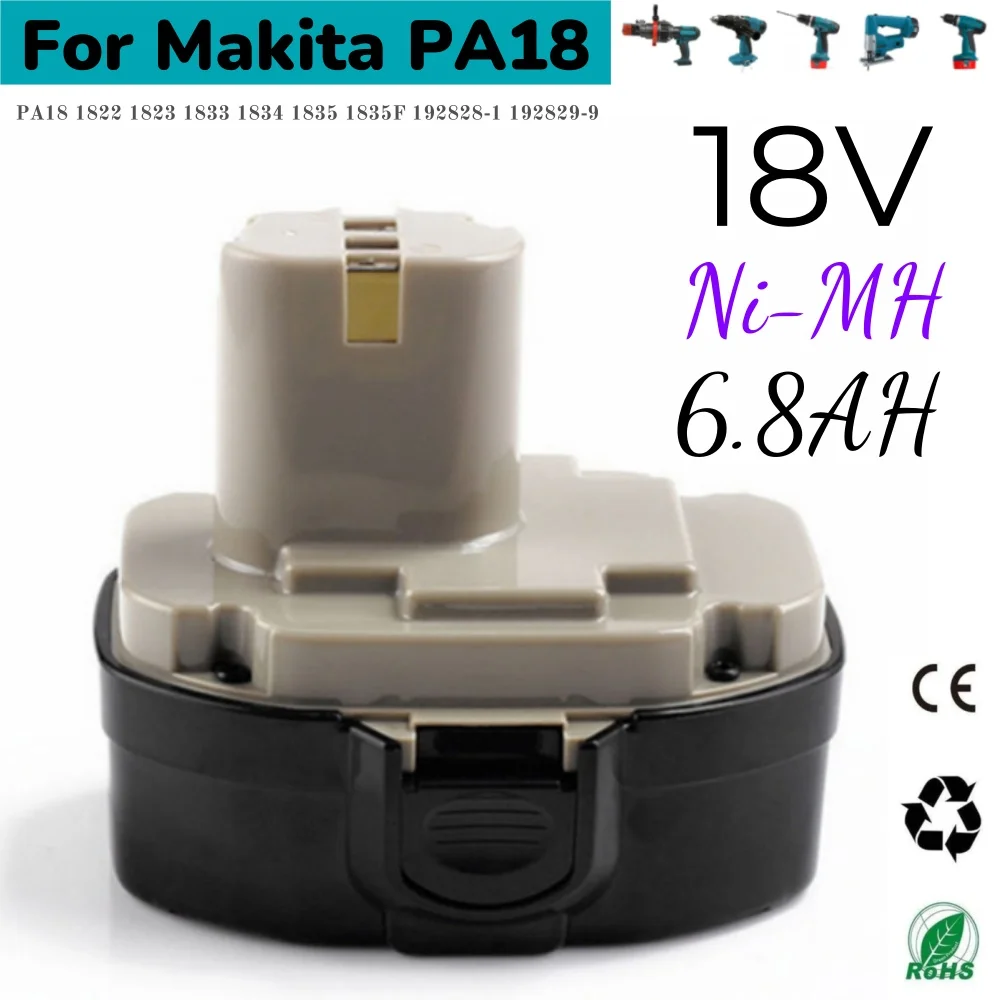 

18V power tools Battery for Makita 6800mAh PA18 1822 1823 1834 1835 192827-3 192829-9 193159-1 193140-2