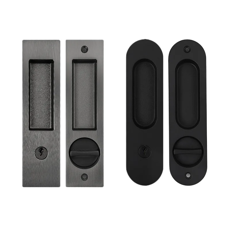 

Wooden sliding door lock indoor balcony kitchen bathroom partition sliding door with key concealed handle lock