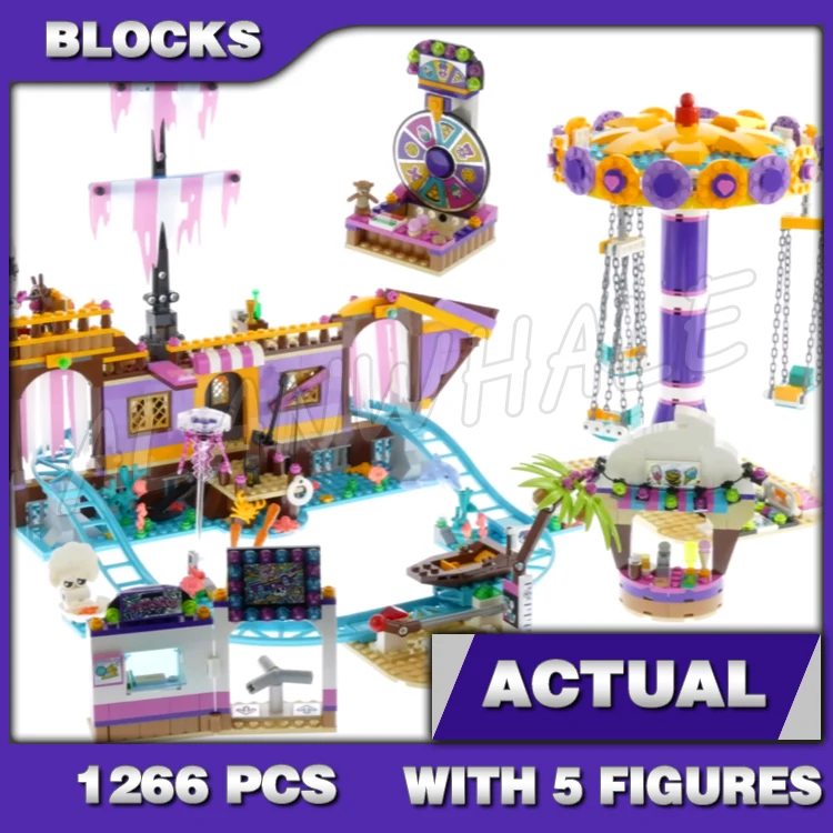 1266pcs Friends Heartlake City Amusement Park Pier Pirate Ghost Ship Carousel 11381 Building Blocks toys Compatible With Model