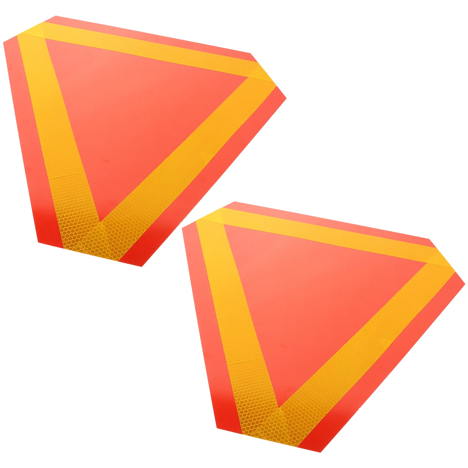 2 Pcs Vehicle Reflective Tailgate Warning Tape Sign Boards Slow Moving Emblems Car Triangle Reflectors Aluminum