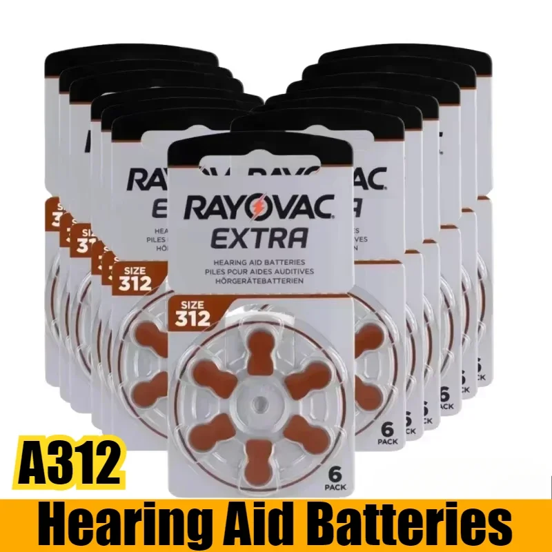 6-60PCS Rayovac Hearing Aid Batteries 1.45V 312 312A  A312 PR41 Zinc Air Battery For BTE CIC RIC OE Hearing Aids