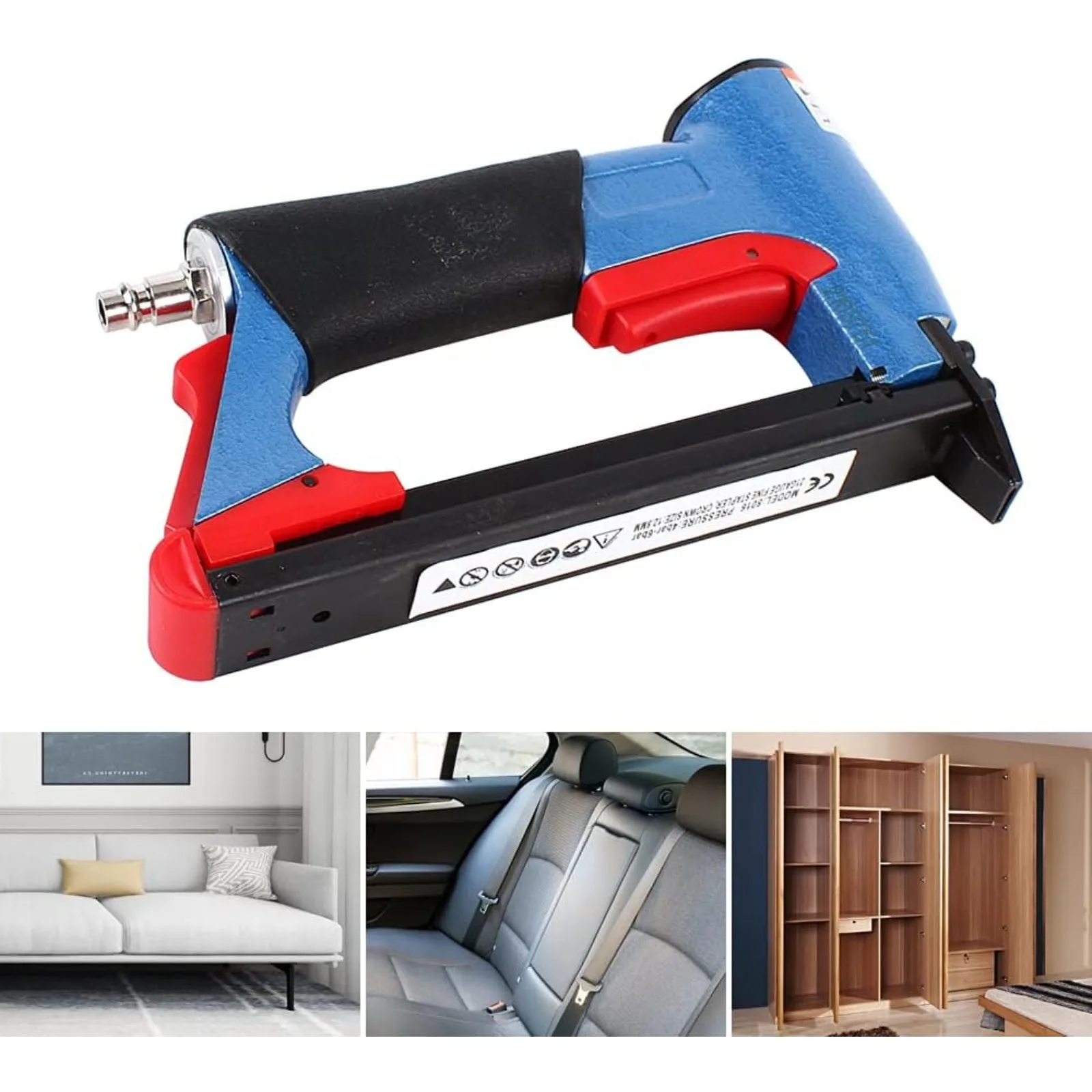 Pistolet cloueur pneumatique, cloueur de finition à air comprimé avec chargeur de 125 clous, 4-8 bars, échappement arrière pour le travail du bois, le charpente, les meubles et le bricolage