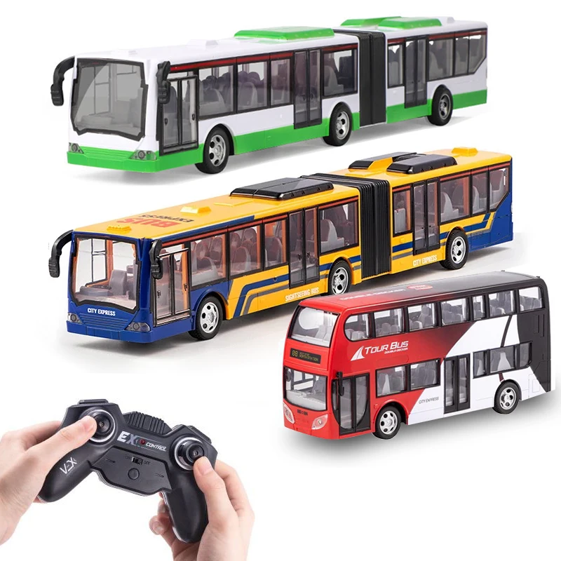 Children\'s Large Remote control Bus With Light Rechargeable Electric RC Car Double-deck Bus Toys For Boys