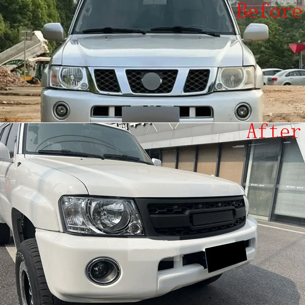 Grill front bumper grille modification accessories decoration Racing grill with LED lights Fit For NISSAN PATROL Y61 2005-2020