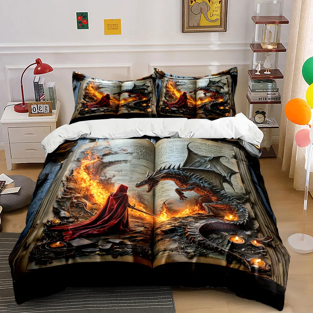 Epic Fantasy Book theme bdding Set, Multiple sizes kid's and adults' bedroom Exquisite 3PC bedding set, gift