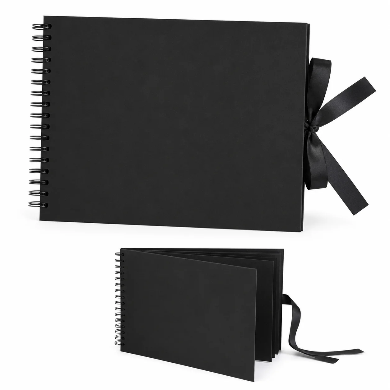 

Black Scrapbook Album 180° Flat Lay Double Spiral Binding, Thick Cardstock Pages, Hard Cover, 30 Sheets 60 Sides for DIY Photos