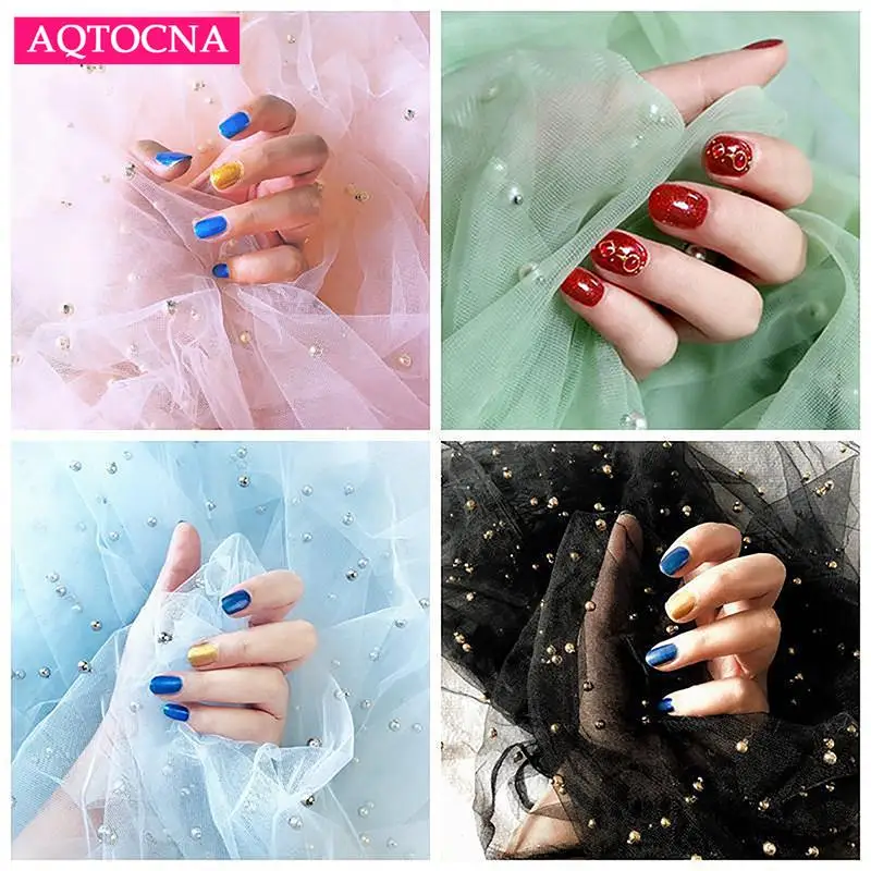 1pc Nail Photos Shooting Props Gauze with Pearl Photography Background Tulle Items Fotografia Backdrops Decoration Materials