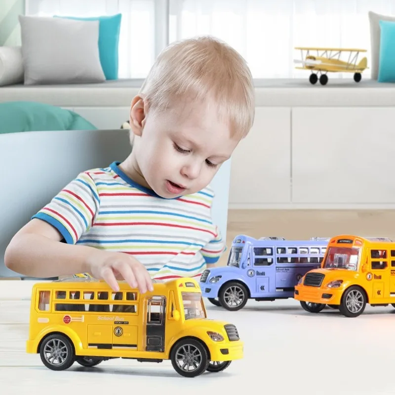 

School Bus Model Car for Children Toys, Kids Educational Toy Cars, Miniature Game Vehicle Inertia Car Toys Boys Birthday Gifts