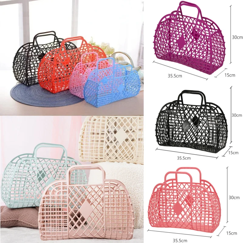 Hollow Model Plastic Vegetable Basket Handbag Jewelry Basket Shopping Storage Bathroom Basket Fruit Vegetable Toys Sundries Bag