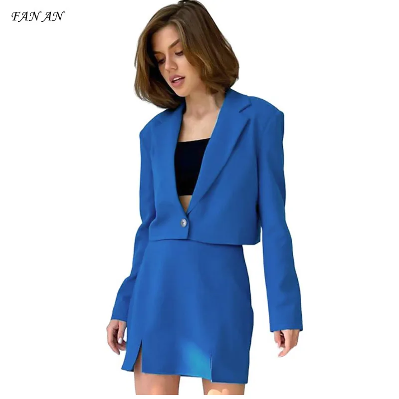 

Trendy and personalized suit style short skirt set 2024 autumn new item niche slit slim fit jacket short skirt two-piece set