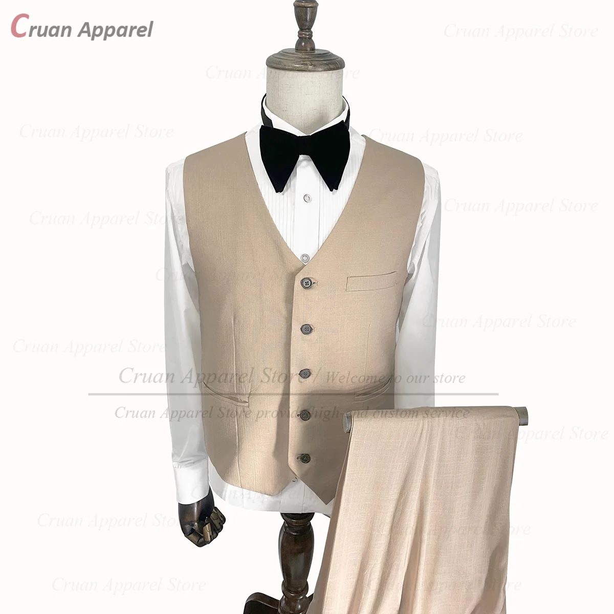 

Linen Suits for Men 2 Pieces Casual Mint Color Vest Pants Set Summer Beach Classic Linen Wedding Tuxedos for Groomsmen Best Man