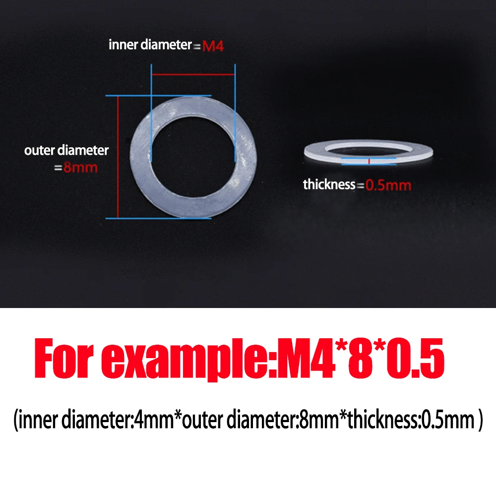 M1.4 M1.7 M2 M3 M4--M12 White Ultra-Thin Nylon Plastic Flat Washers Insulating Wear-Resistant Plain Gasket Sealing Ring Spacer