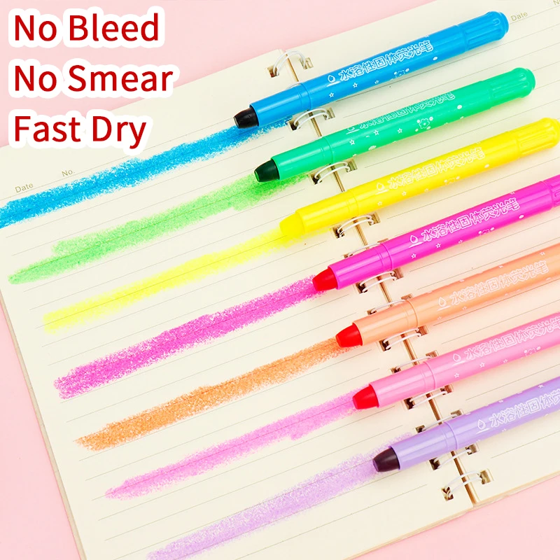 Adorável criativo papelaria sólido fluorescente traços iluminador marcadores fluorescentes cor caneta estudantes doce cor pequeno fresco