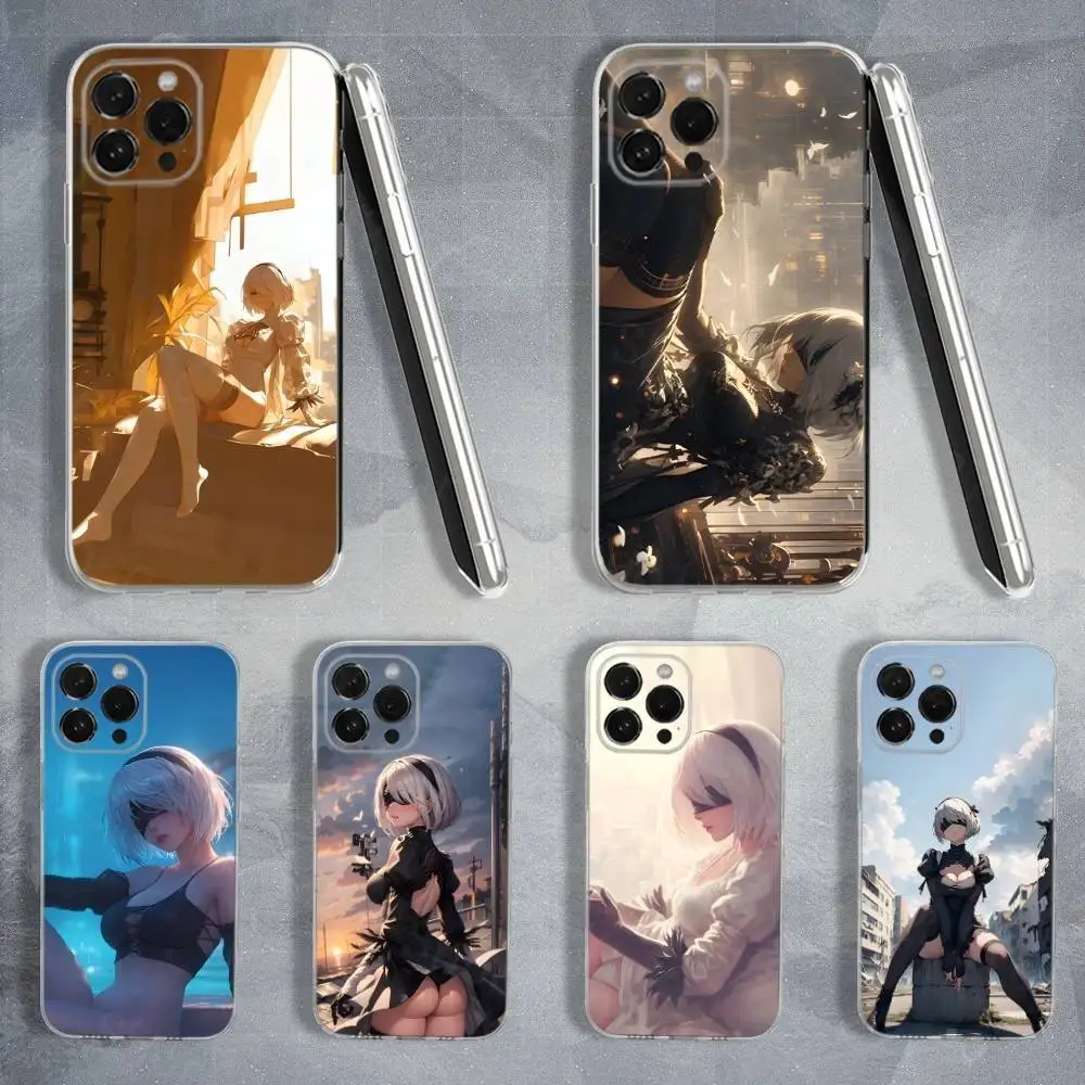 

Game N-NieR A-Automata-2B Phone Case For iPhone 16,15,14,13,12,11 Pro,Max,Plus,X,XS,XR,SE,Mini Transparent Soft Cover