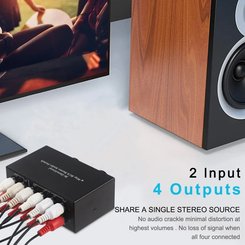 Bộ chuyển đổi âm thanh nổi R/L Công tắc âm thanh kênh trái và phải 4 vào 2 ra / 2 vào 4 ra