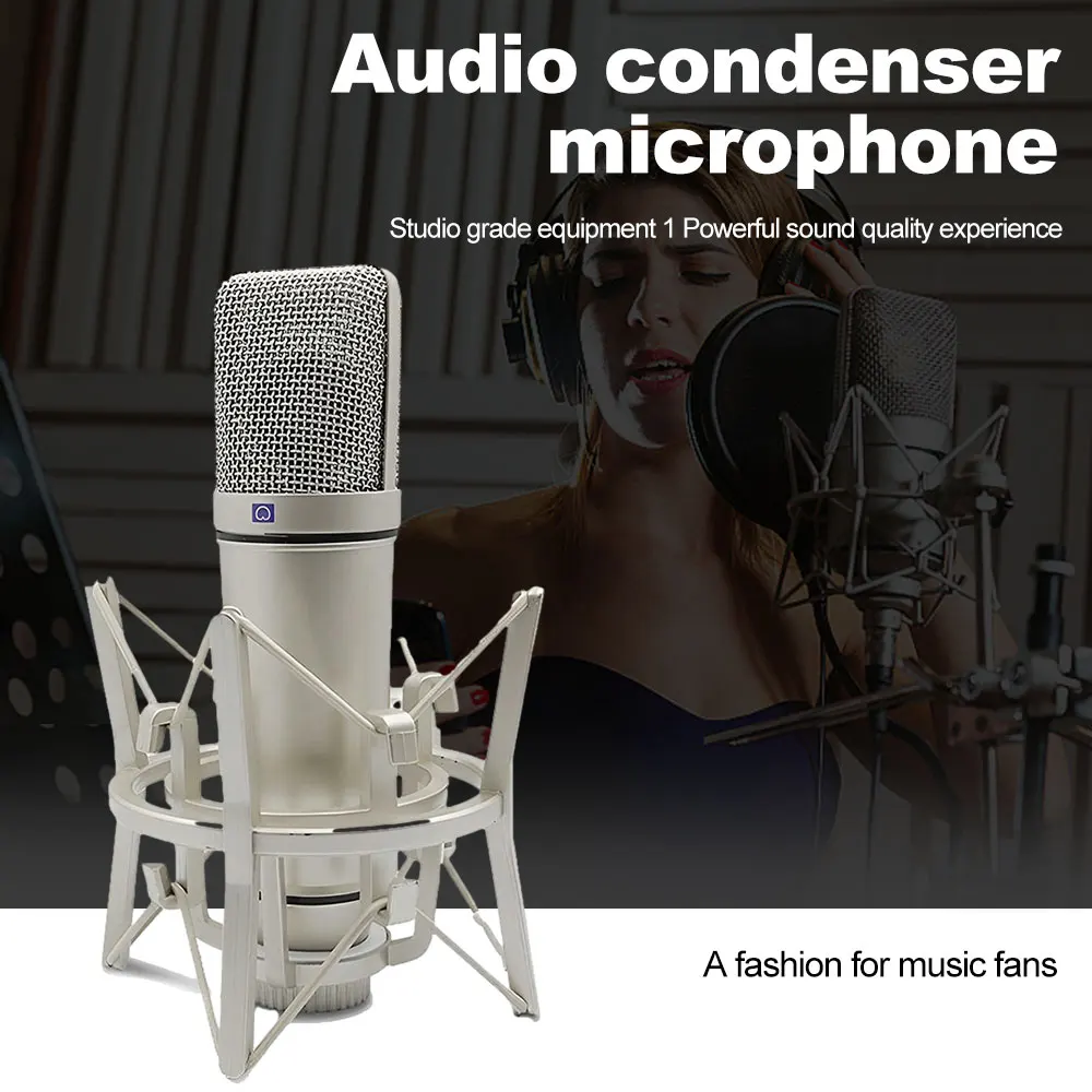 Cardioid condenser microphone Active noise cancellation metal microphone Recording Karaoke Suitable for anchor recording, etc.