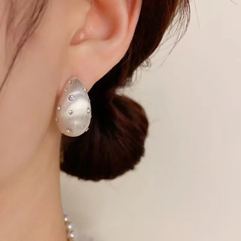 Gold Color Water Drop Earrings Simple Classic Alloy Water Drop Inlaid Crystal Women\'s Earrings Wedding Gift Accessories