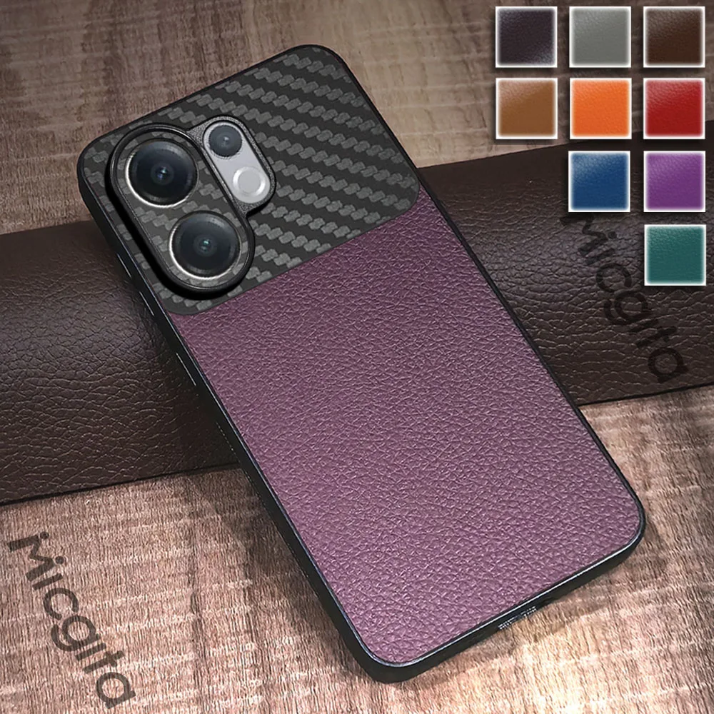 

Leather Case For VIVO X200 FE Carbon Fiber Acrylic Splicing Cover For Vivo X200FE Case