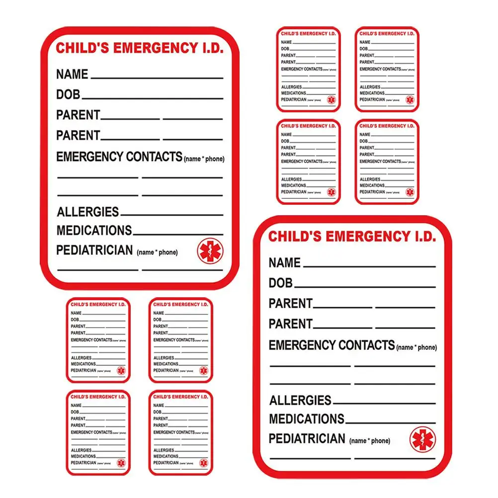 10 Pcs Information Tags School Labels Board Car Sticker Seat Medication Stickers Red Cars Safety Student