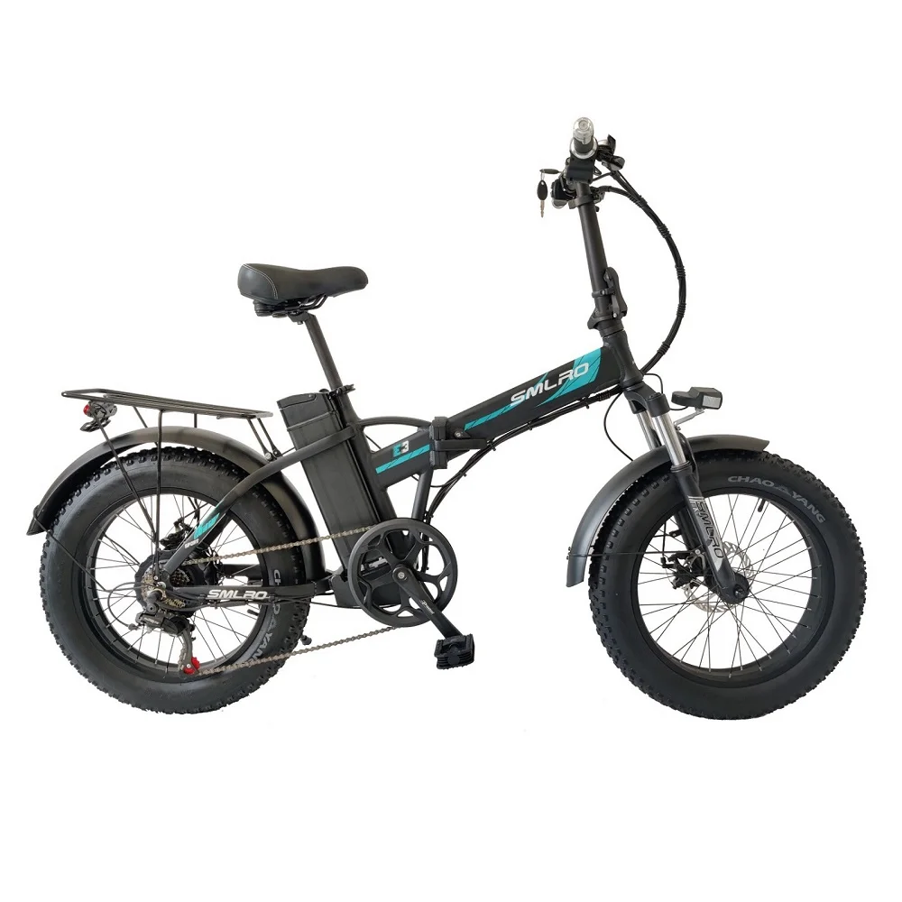 Smlro Foldable Electric Bicycle E3 20 Inch Fat Tire Folding Beach Mountain City E Bike 48V 1000W 13AH 7 Speed MTB for Adults