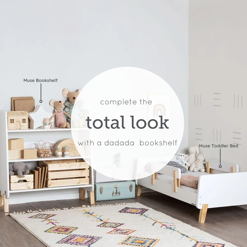 سرير أطفال مستوحى من مونتيسوري مع قضبان أمان قابلة للإزالة، تصميم منخفض المستوى، هيكل من الخشب الصلب، متوافق مع ستاندا