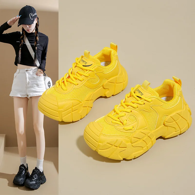 

2024, модная обувь для папы, женские уличные кроссовки, весенне-осенние дышащие новые удобные кроссовки на толстой подошве, повседневная обувь на шнуровке