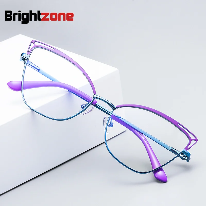 Brightzone New Blue Light Blocking Women's Cat Eye Metal Glasses Frame Female Anti Radiation Protection Eyeglasses Frames Tmall