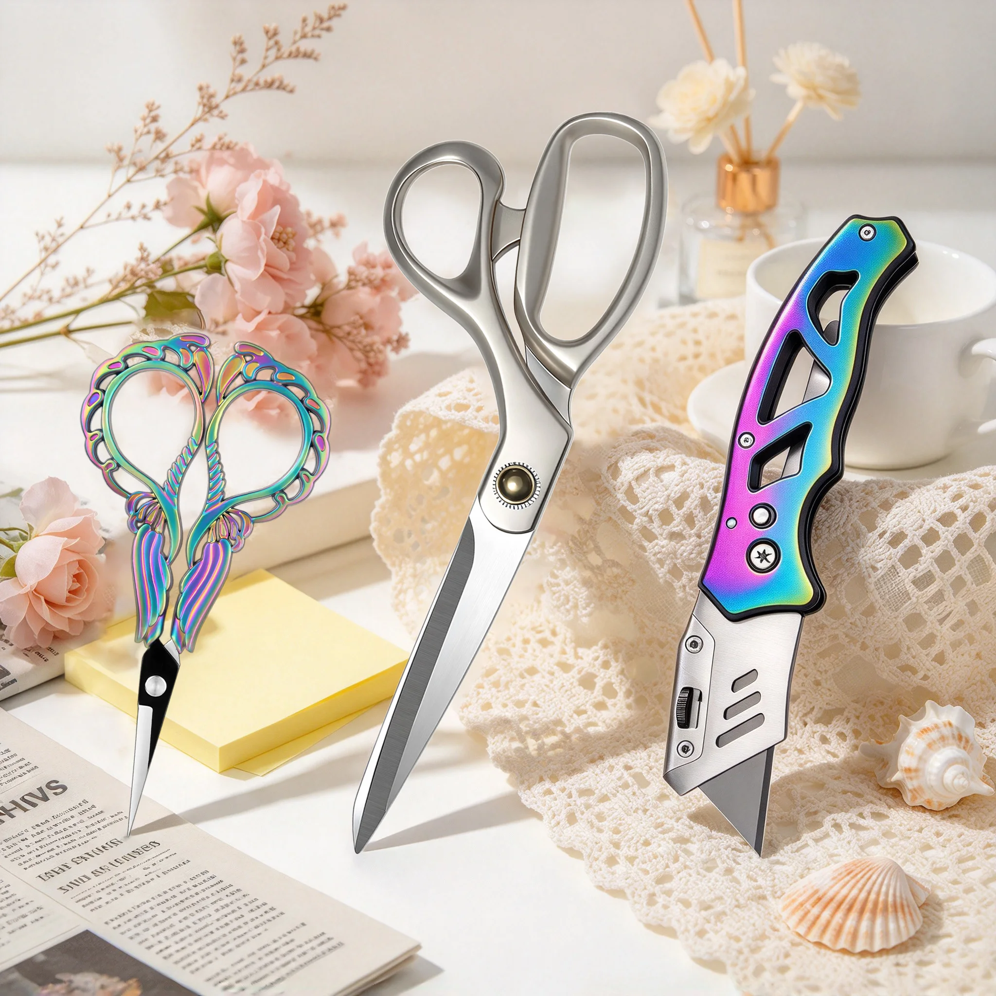 1/3pcs,Vintage Scissors Tools Set Folding Utility Knife Folding Knife Sewing Tailor Scissor DIY Arts Crafting Tools Sewing Tools