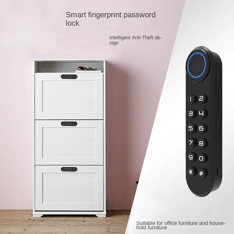 Password Drawer Fingerprint Lock Home Storage Wardrobe Iron Sheet Electronic Lock Office File Cabinet Lock