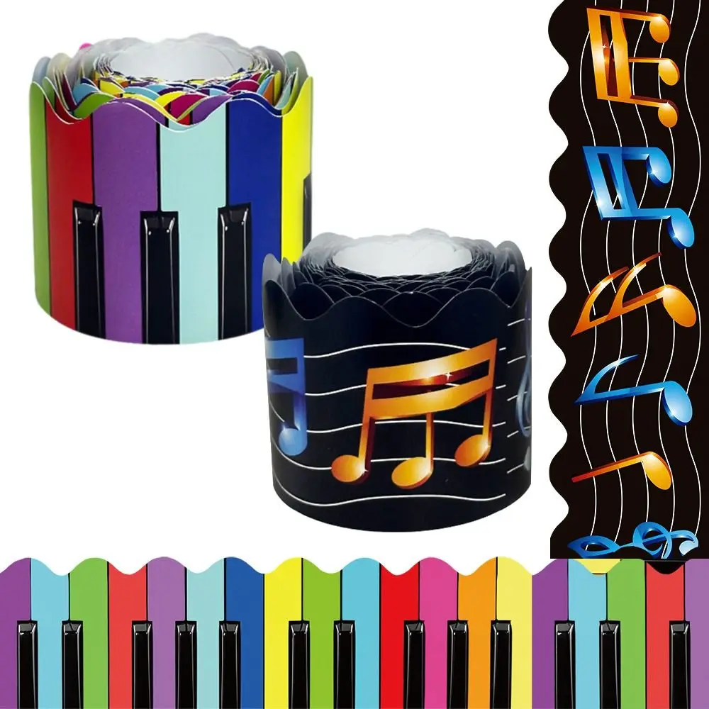 1Roll New Music Piano Chalkboard Board Border 7.5cm 10Meter Paper Border Paper DIY Decorative Stickers Handmade Crafts