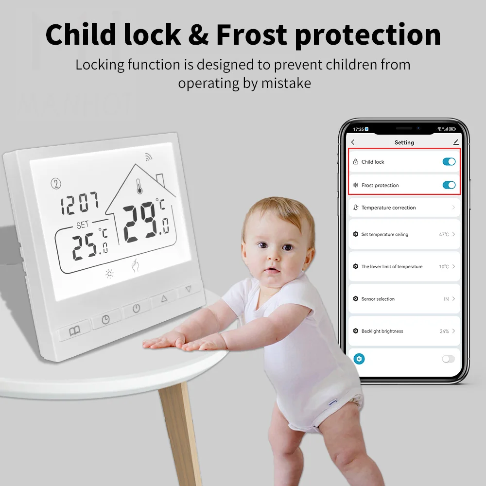 Tuya WiFi الذكية شاشة الكريستال السائل ترموستات الكهربائية الطابق APP التدفئة المياه/الغاز المرجل درجة الحرارة تحكم عن بعد أليكسا جوجل #4
