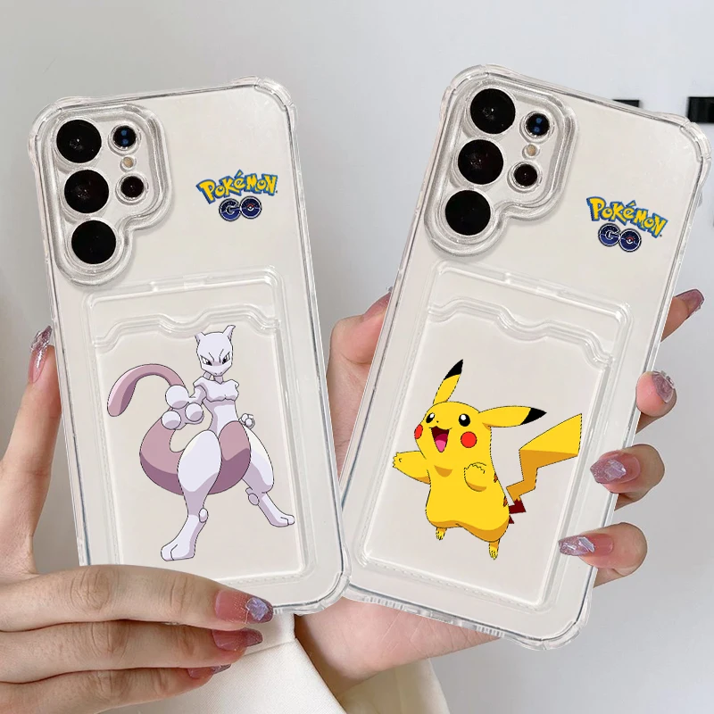 

P-Pokémon Art Fashion For Samsung A73 A72 A54 A71 A52 A53 A32 A22 A14 A13 A23 5G Photo Card Bag Transparent Back Phone Case