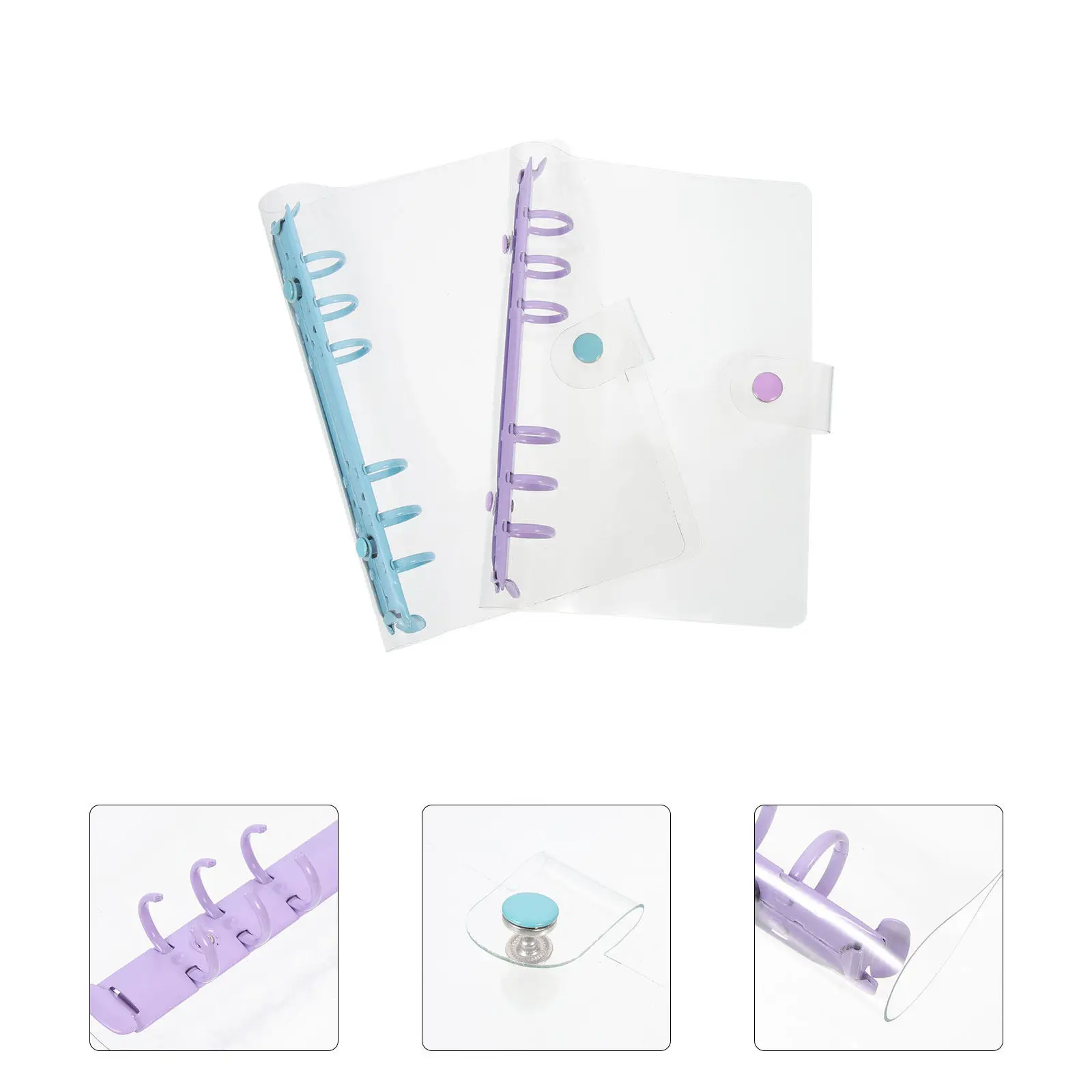 2Pcs Elegant Flexible Binder Notebook Shell Smooth Supple PVC Cover for Loose-Leaf Notebooks School Office Study Accessories