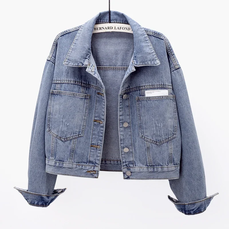 

Autumn New casual Denim Jacket Women Korean design Loose Single Breasted Long Sleeved Jeans Coat Trendy Cowboy Short Jacket