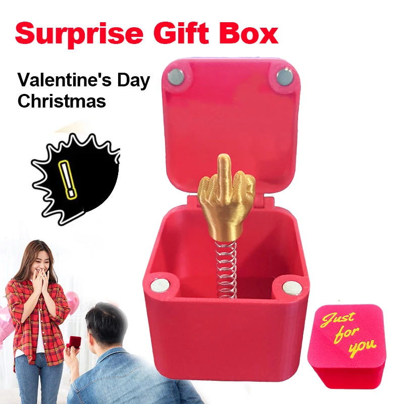 

Red Middle Finger in the Box Surprise Gift Box Crafts Home Decor Valentine's Day, Christmas, Birthday Gift Box