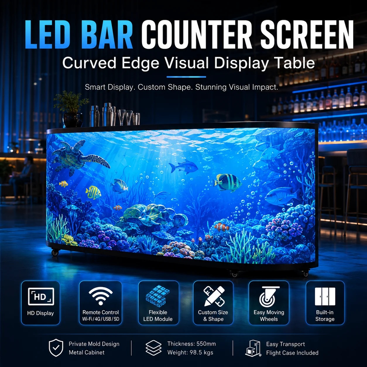 The Exhibition Company's Reception and Cashier Counter Has a Custom-made Indoor LED Digital Display with Animation Functions