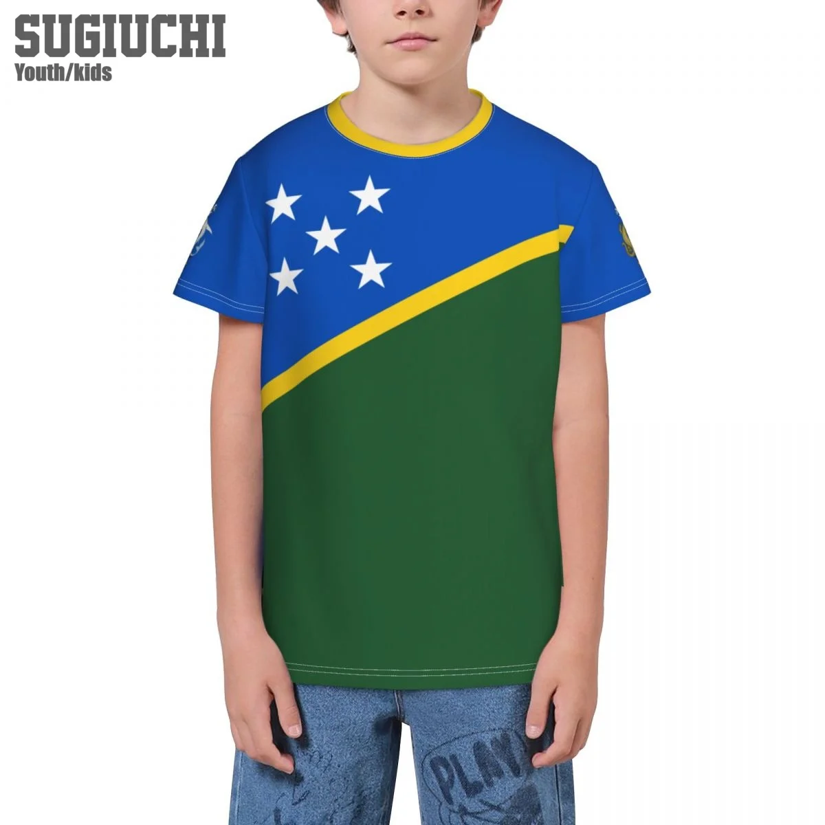 Custom Name Number Solomon Islands Flag Emblem 3D T-shirts For Kids Youth Boy/Girl Tees jersey Soccer Football Fans Gift T shirt