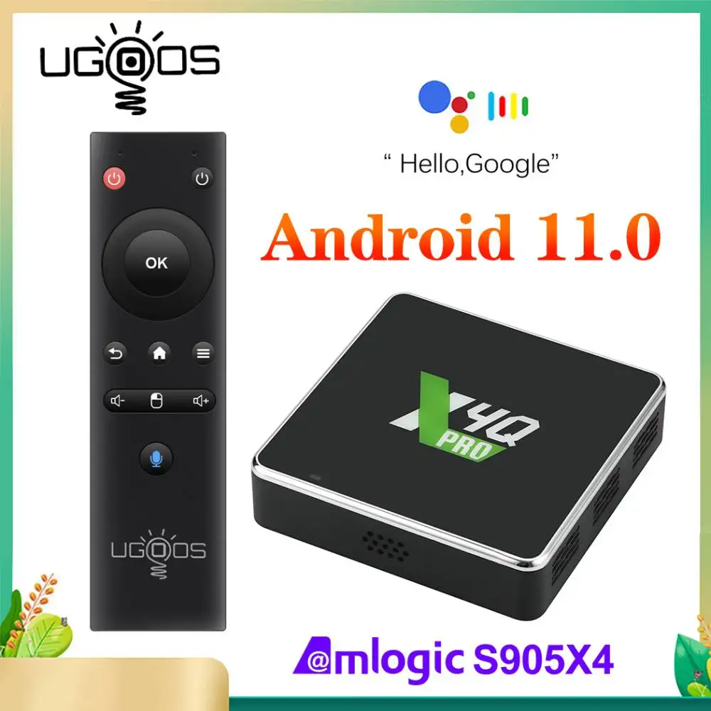 UGOOS X4Q Pro TV Box Android 11 Winevine L1 Amlogic S905X4 X4Q Plus Support Google Voice Input AV1 CEC 1000M BT LPDDR4 X4Q Cube
