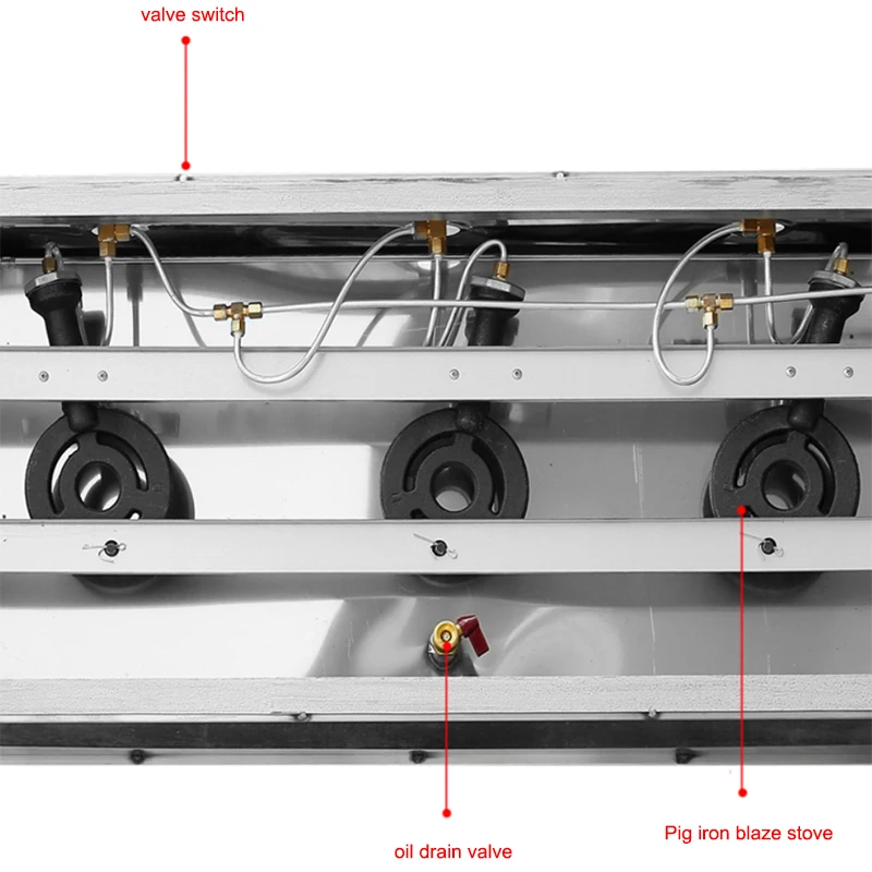 Freidora de gas vertical, máquina de giro de gran capacidad, Comercial