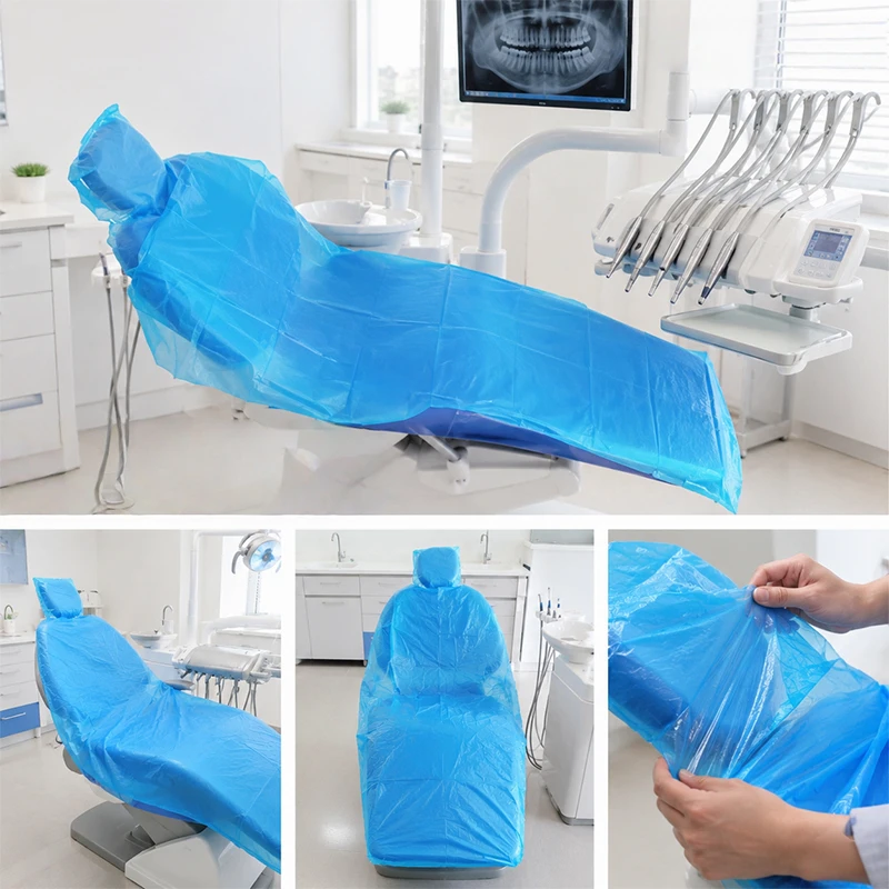 10Pcs / Set Disposable Dental Chair Seat Cover Elastic Backrest Portable Non-woven Table Cover Dental Chair Protector Accesories