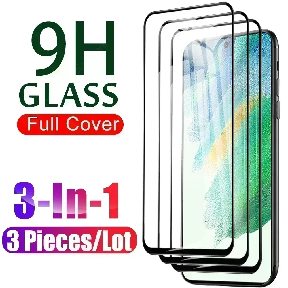 3 Pcs Fingerprint Unlock Tempered Glass For Samsung Galaxy S21 FE 5G S22 Plus S 21 22 Ultra 5G Screen Protector Protective Film